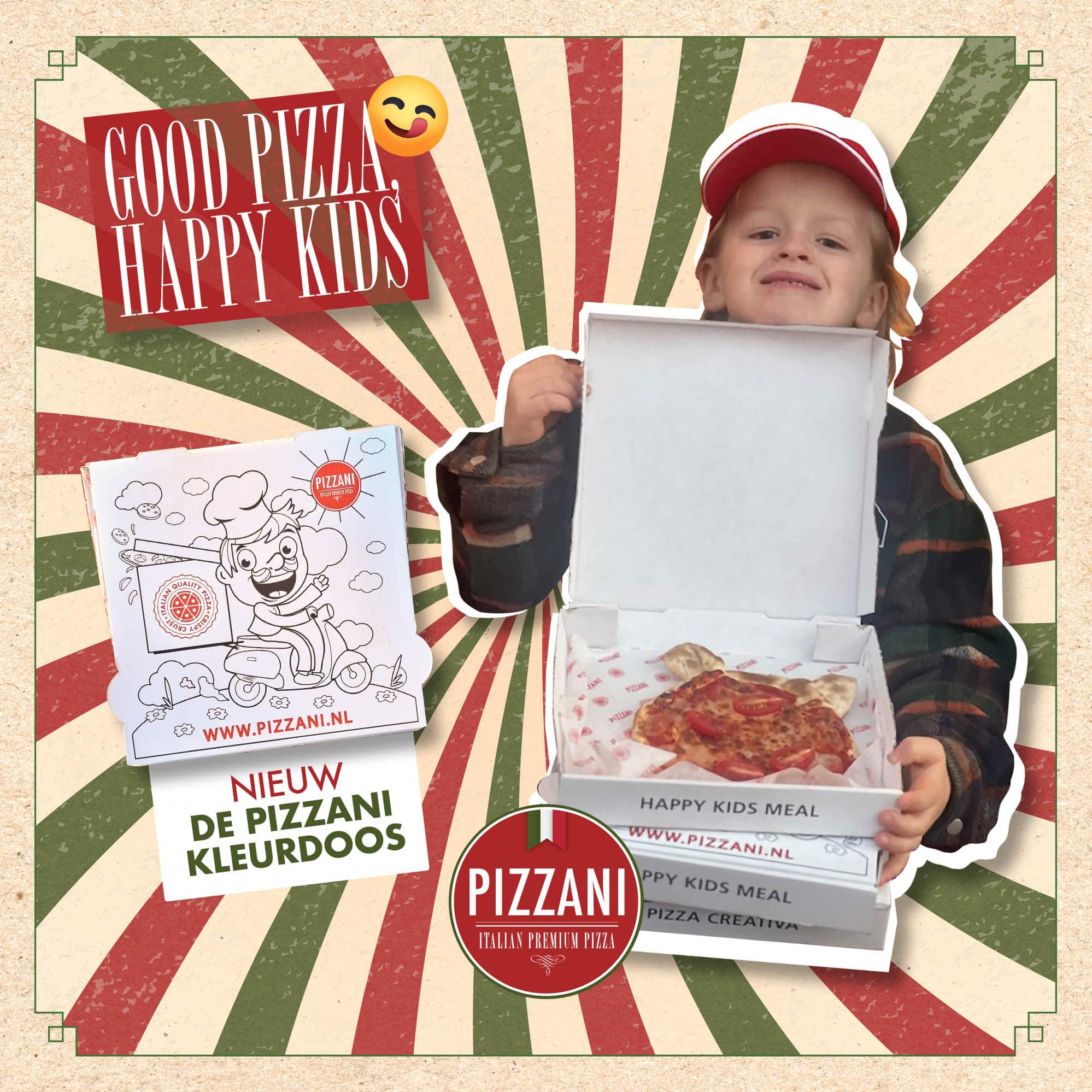 Kinderpizza met kleurdoos